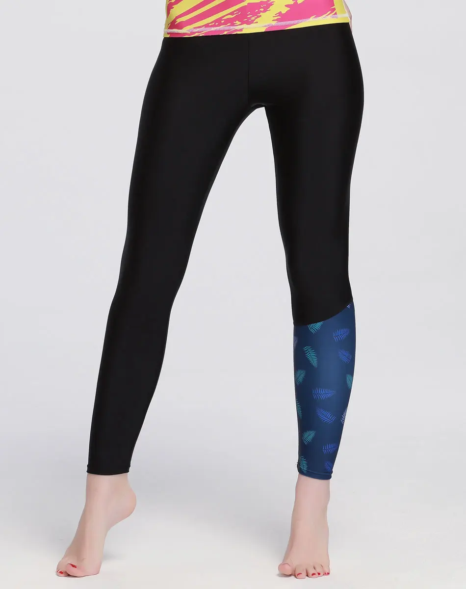 Женские черные леггинсы для серфинга с принтом трико плавания штаны защита от