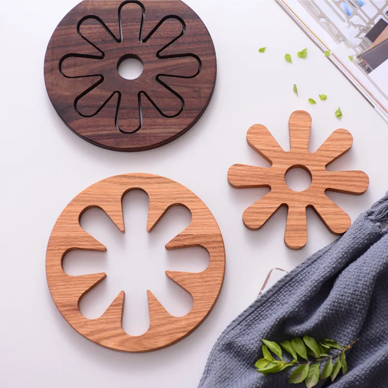 

Japan Style Solid Wood Pots Mat Bowl Pad Heat Resistant Mats Coasters Natural Eco-Friendly Solid Wood Tableware Placemats