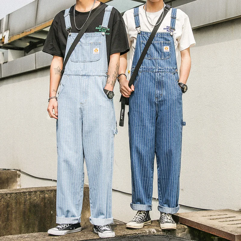 Новинка 2019 комбинезоны джинсы Мужские нагрудники с карманами свободные мужские