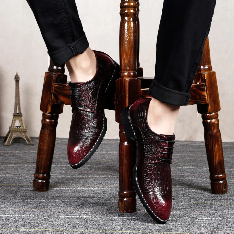 High-quality Leather Formal Men Business Shoes Classic Oxford Vintage Mens Crocodile Dress Luxury Flat 2.5a | Обувь