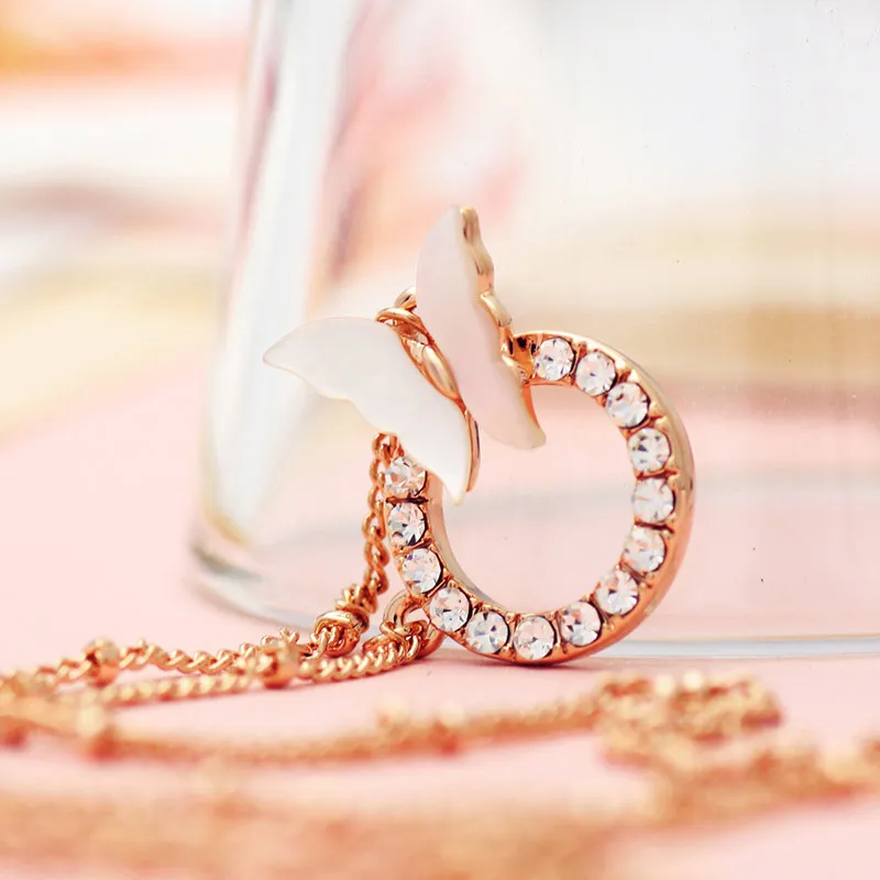 Neoglory в виде ракушки круглые стразы Бабочка ожерелья и подвески ювелирное изделие