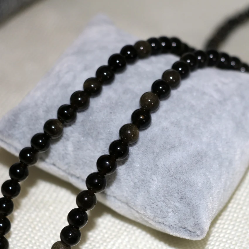 Высокое качество натуральный черный обсидиан 6 мм круглый камень джаспер бусы