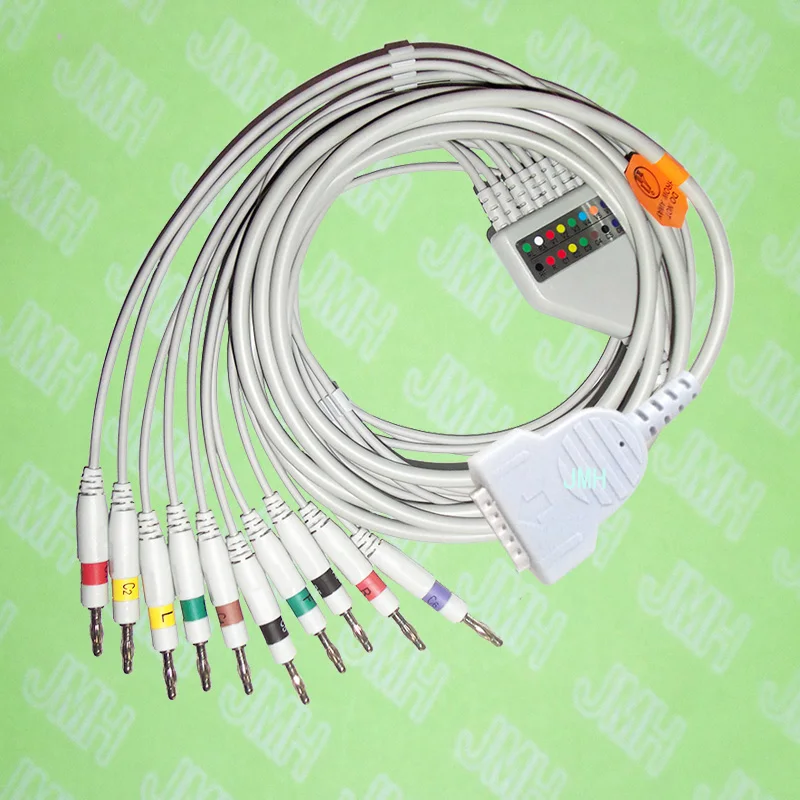 

Compatible with GE/ Hellige MicroSmart, MAC500/1200 EKG 10 lead,One-piece cable and leadwires,15PIN,4.0banana,IEC or AHA.