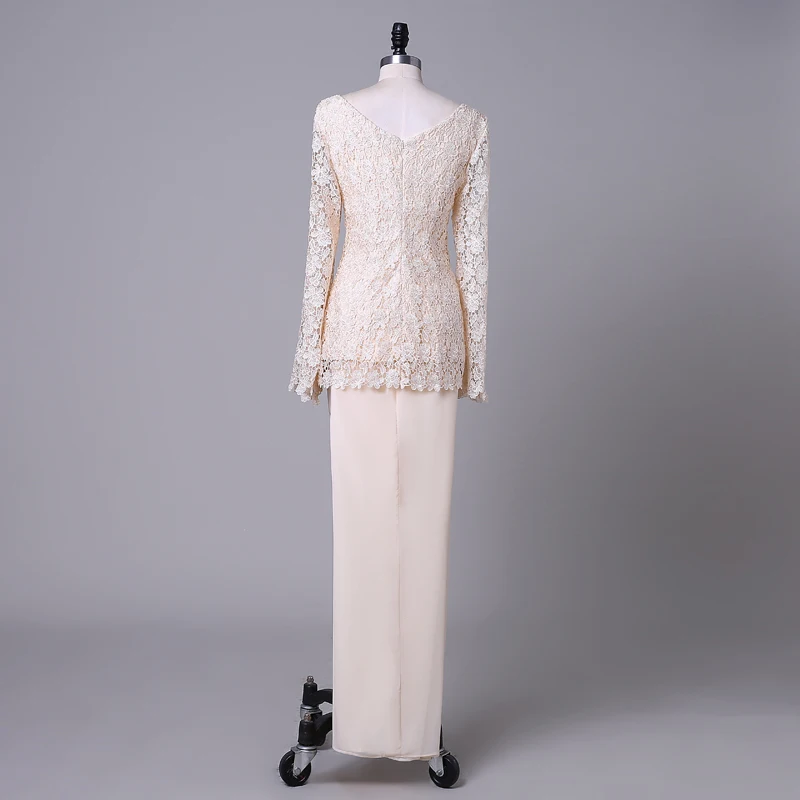 2017 Elegant Mother of Bride Dress Ivory Lace Top+Trousers Set Formal Gown Women Clothing Two Pieces Groom | Свадьбы и торжества
