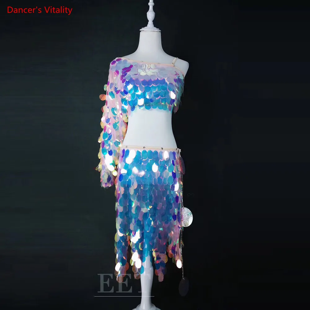 Костюмы на заказ шикарный бюстгальтер с блестками + юбка комплект из 2 предметов