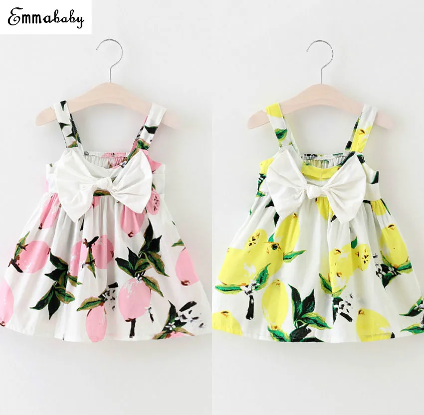 Сарафан Emmababy платье для новорожденных платья девочек с лимонным принтом летнее