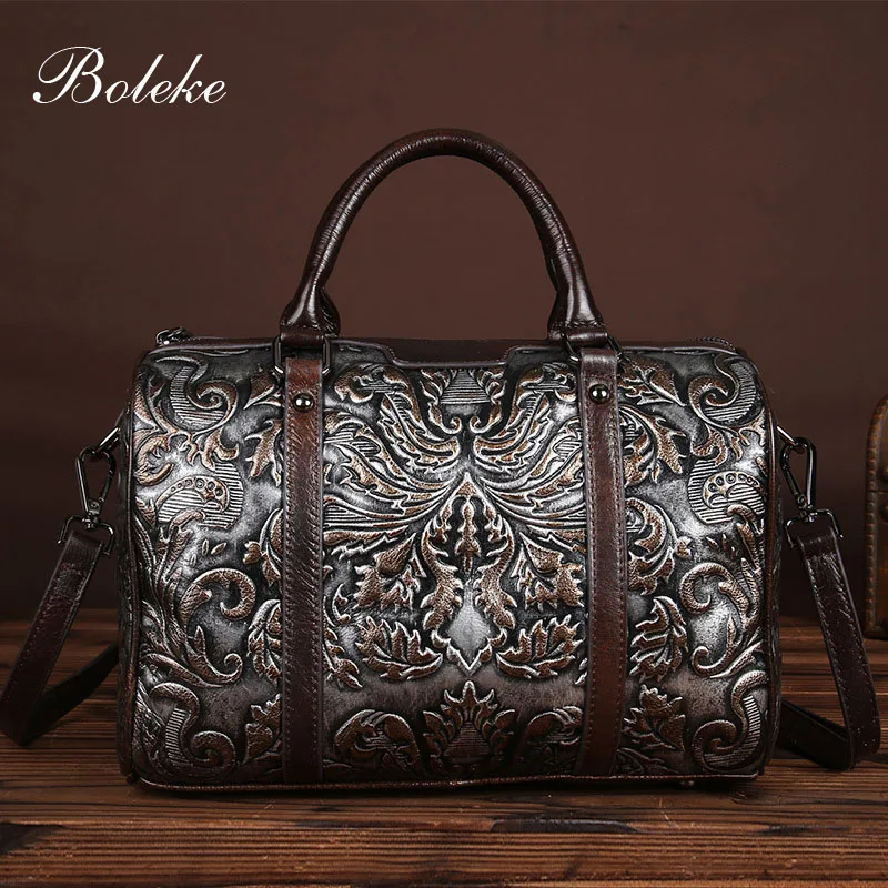 Брендовая женская сумка из тисненой натуральной кожи для путешествий на