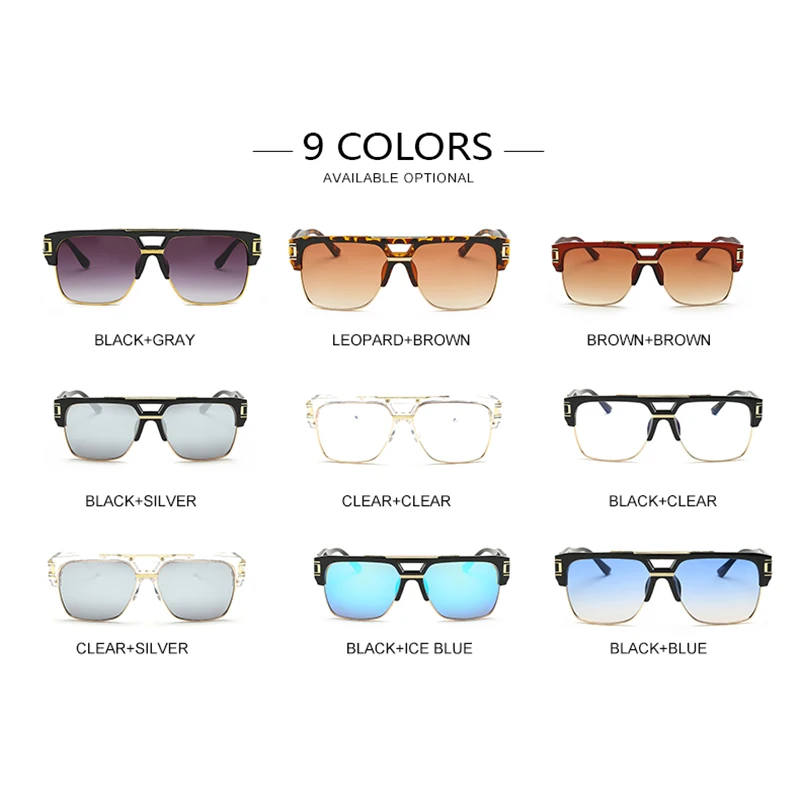 POLYREAL Винтаж для мужчин негабаритные Квадратные Солнцезащитные очки модный бренд