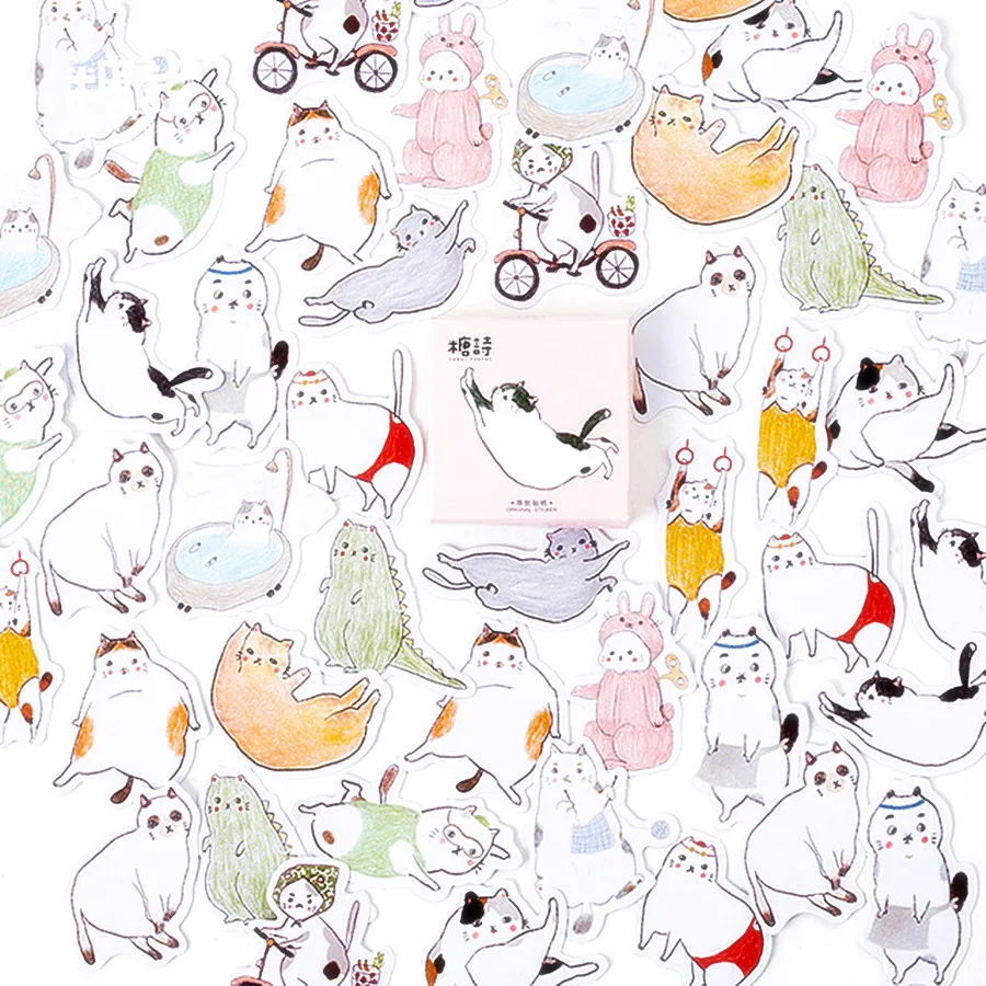 Kawaii милый маленький черный кот шаблон Decoracion наклейки для скрапбукинга студенческий офис принадлежности