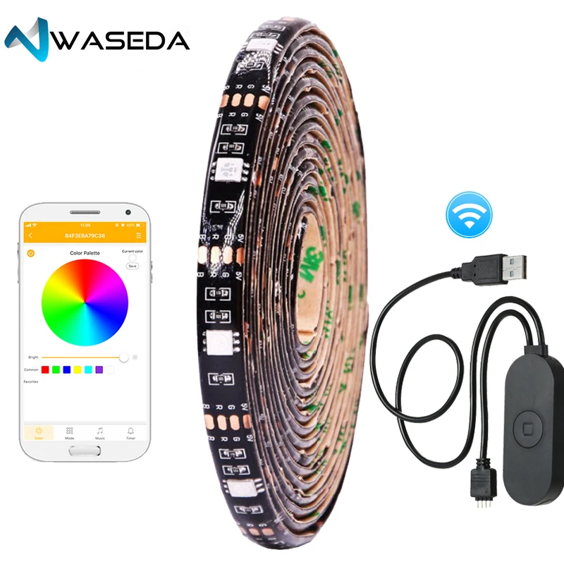 WASEDA USB светодиодные ленты Licht 5050 RGB1M 2M водостойкие голос управление Google дома IFTTT