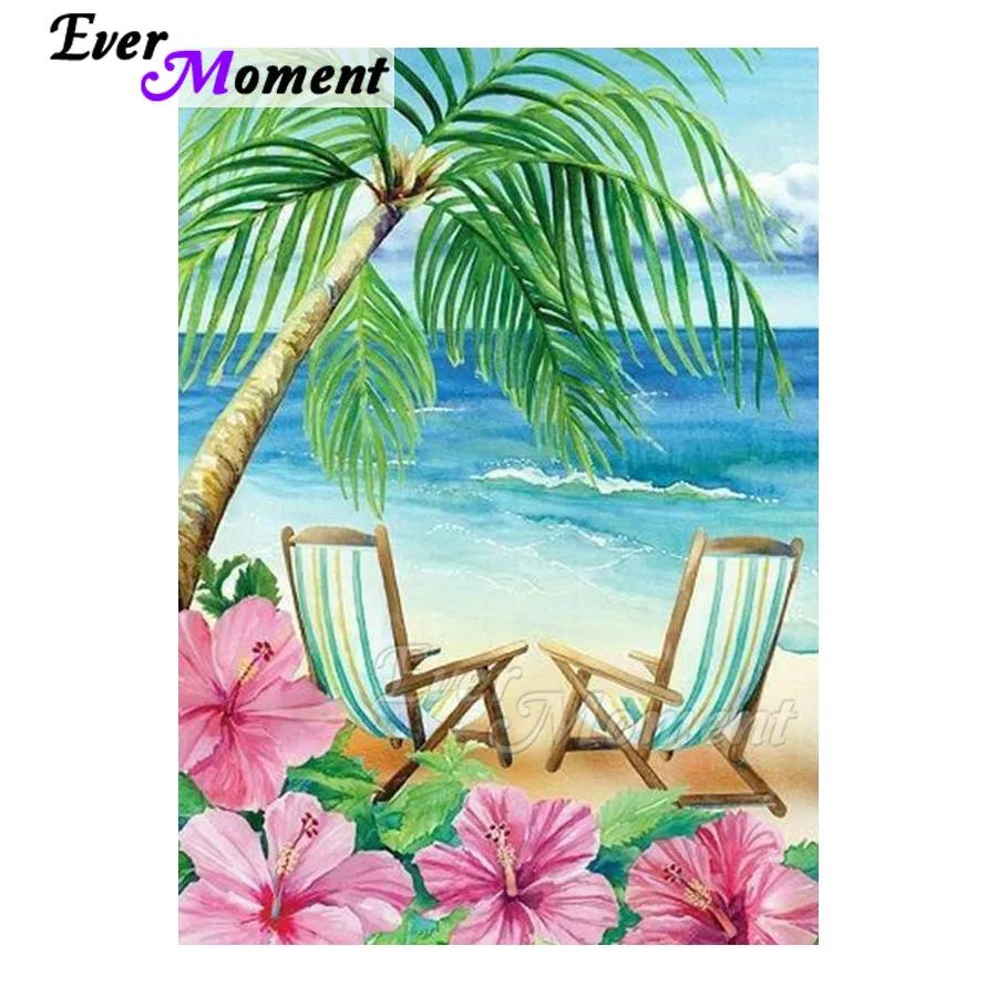 Набор для алмазной вышивки крестиком с изображением кокосового дерева | Дом и сад