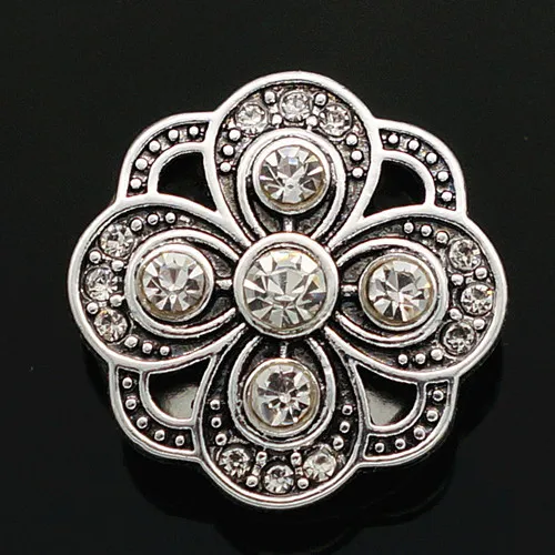 Fashion beauty rhinestone flower 18MM snap buttons fit bracelet jewelry wholesale KZ2100 | Украшения и аксессуары