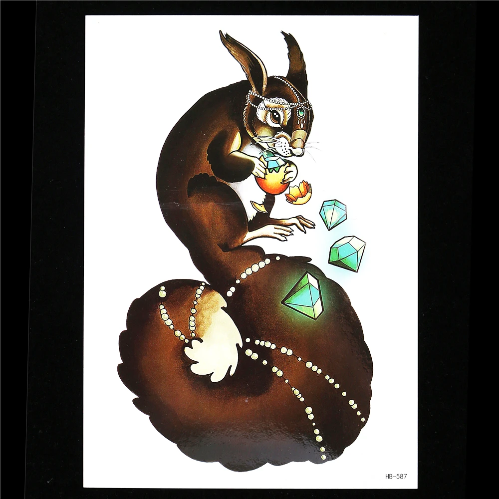 Waterproof Temporary Tattoo 1pc Cute Squirrel Diamond Necklace Jewelry Decal Sticker HB587 Body Arm Art for Women Men DIY | Красота и