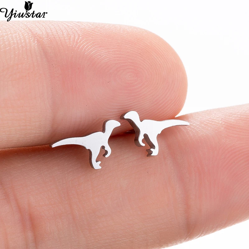 

Yiustar Ancient Wild Tiny Cute Dinosaur Stud Earrings for Kids Vintage Small Stainless Steel Earrings for Women Girls Decoration