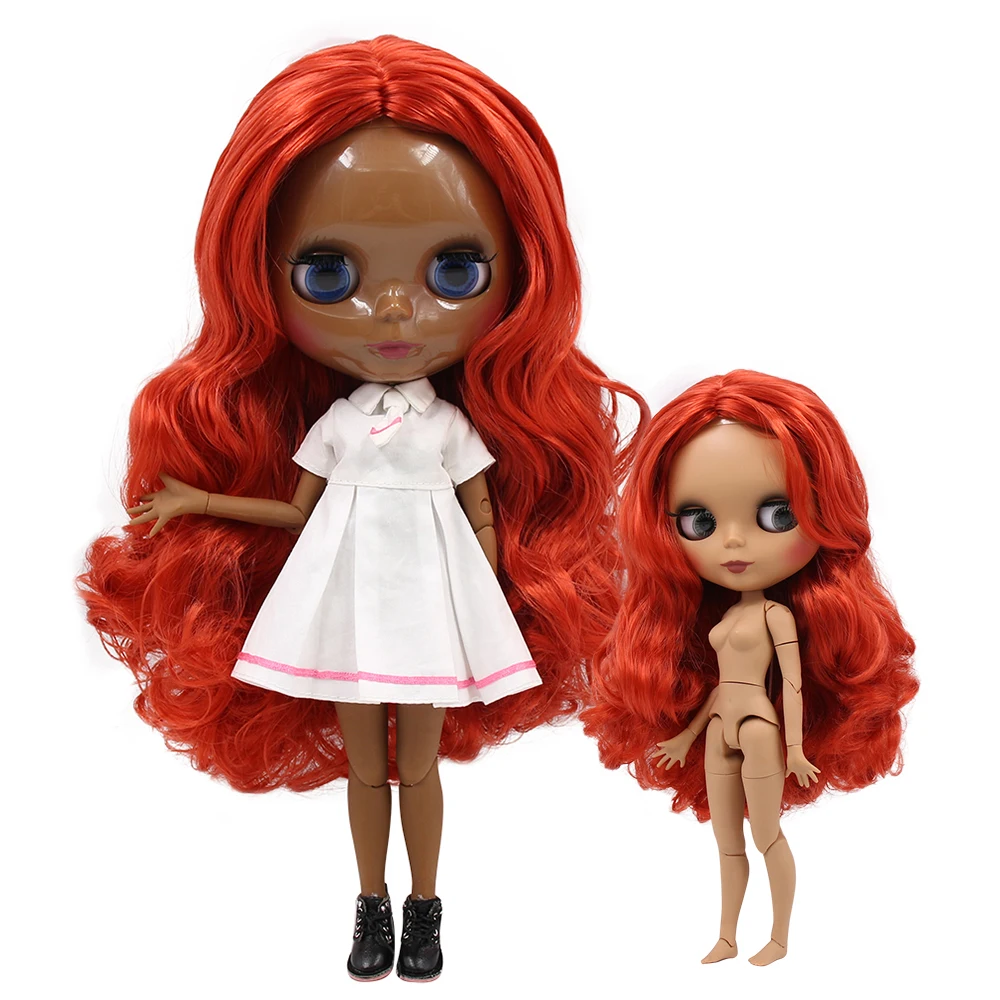 Ледяная кукла DBS Blyth 1/6 BJD для суставов тела красные волосы темная кожа матовое