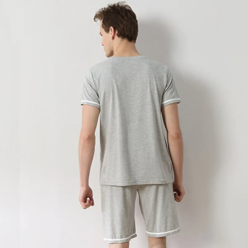 100% cotton spring and autumn men's pajamas full sleeve home clothing O-neck solid men night sleepwear free shipping