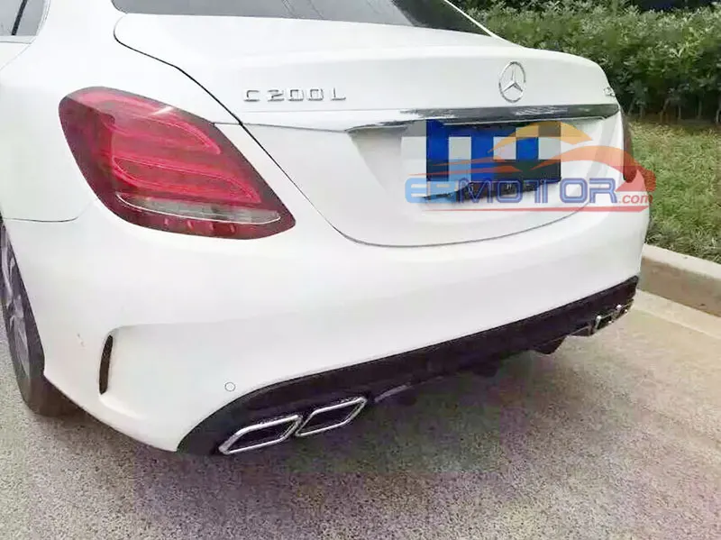 Реальные углеродного волокна диффузор губа на задний бампер для BENZ W205 C180 C200 C260 AMG