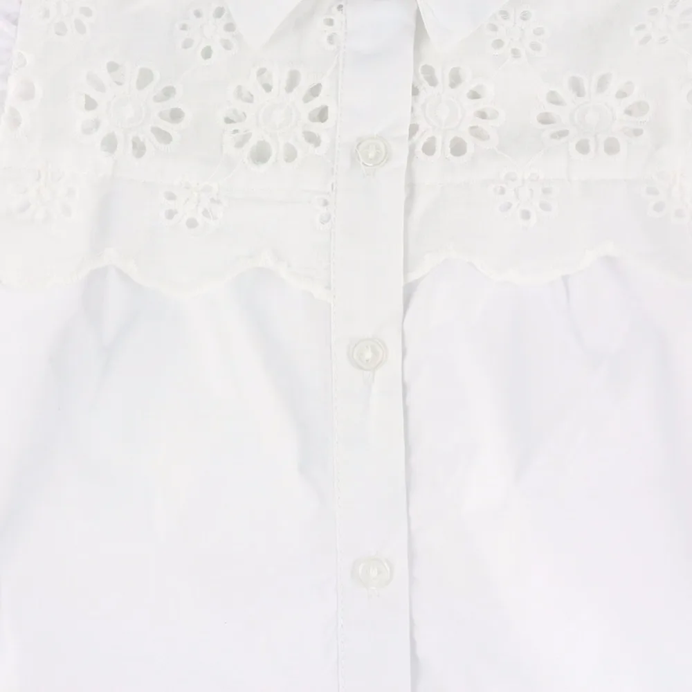 Детская одежда школьная блуза с короткими рукавами и длинными для девочек белая