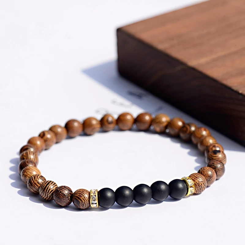 Trendy Tibetan 6mm Wood Beads Bracelet For Women Handmade Classic Men Natural Stone Prayer Bangles Meditation Jewelry Homme | Украшения и