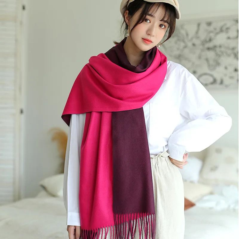 Зимний женский двухсторонний кашемировый шарф 2018 одеяло большого размера из