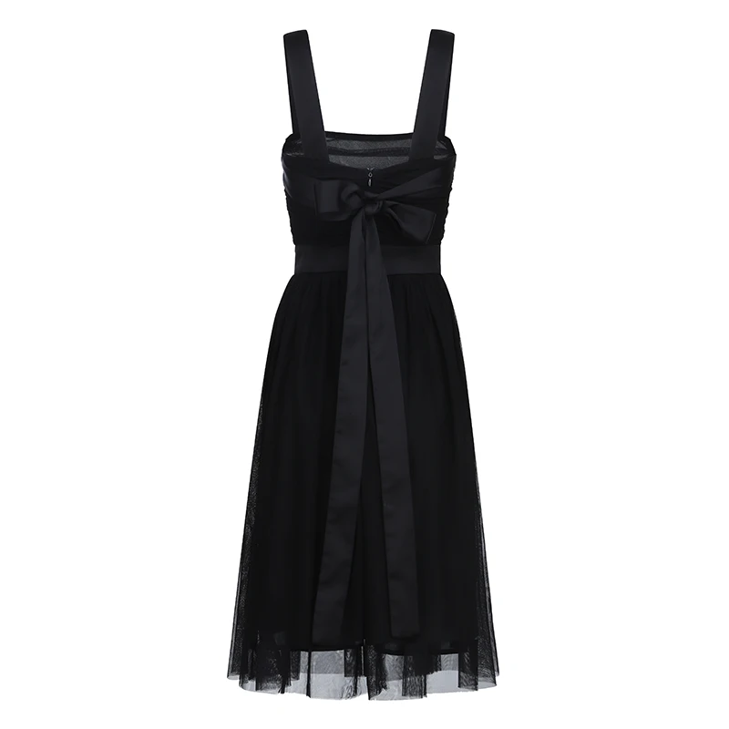 

Max Spri 2019 New Collection Office Lady Square Neck Strappy Sleeveless A-line Knee Length Women Party Summer Little Black Dress