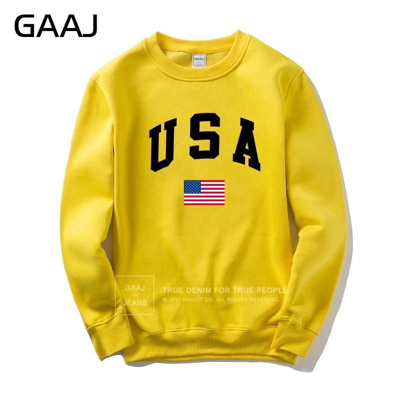 Yellow GAAJ, США, американский флаг, мужская и женская толстовка, повседневная, с капюшоном, с принтом, популярная флисовая Мужская куртка, толстовка, Homme, брендовая одежда - Цвет: Yellow