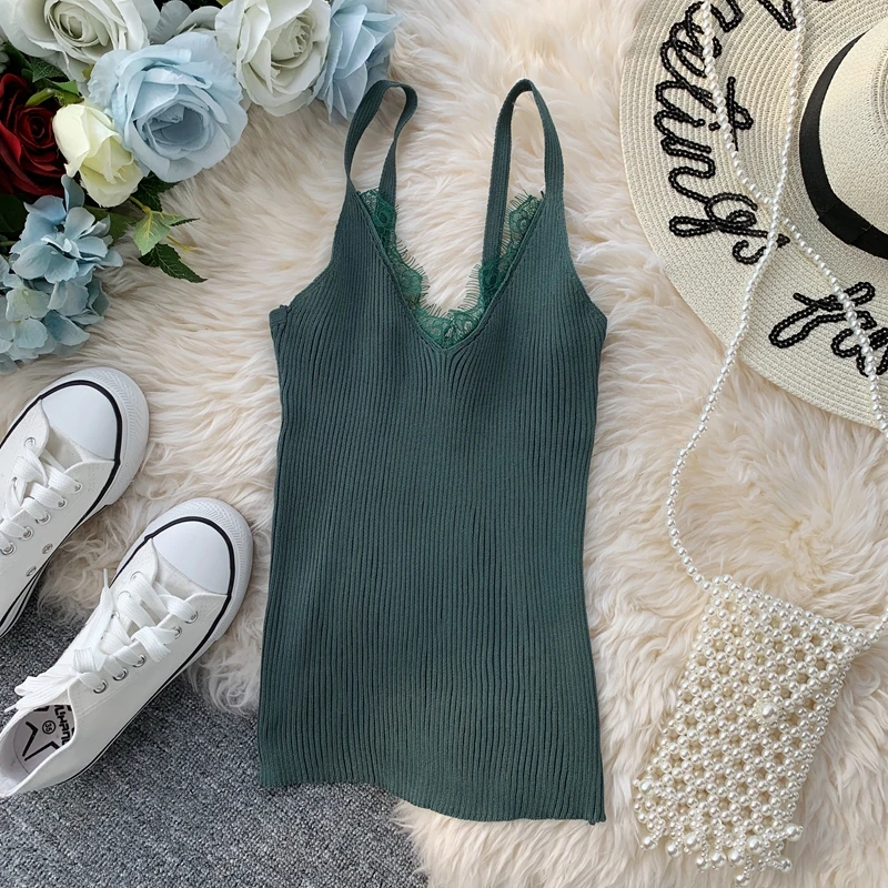 Женский кружевной вязаный жилет ALPHALMODA однотонный обтягивающий пуловер в стиле