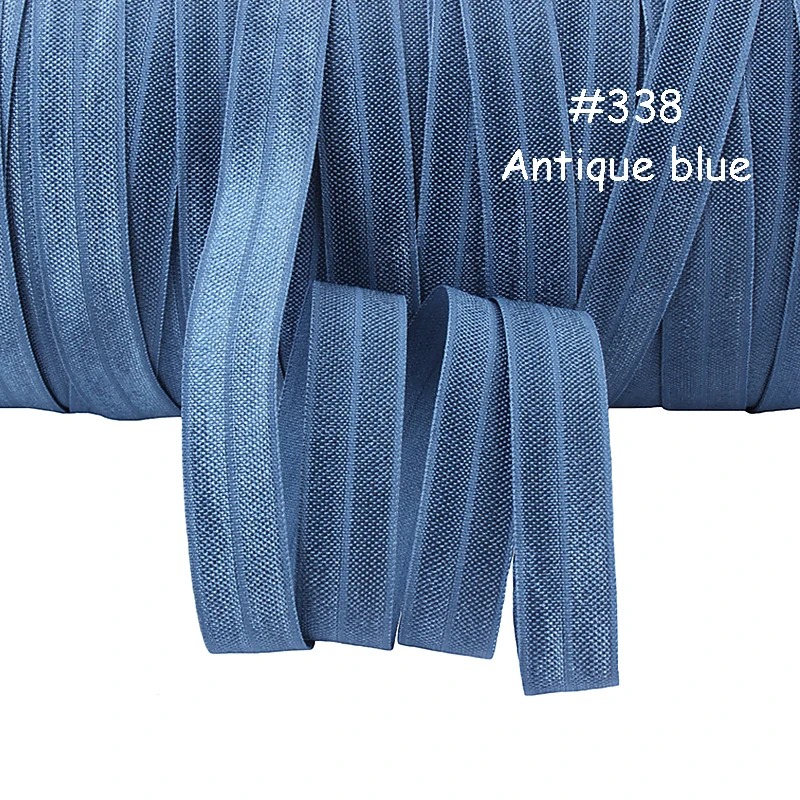 Лента Флора однотонный дизайн в античном синем цвете 15 мм мягкая эластичная