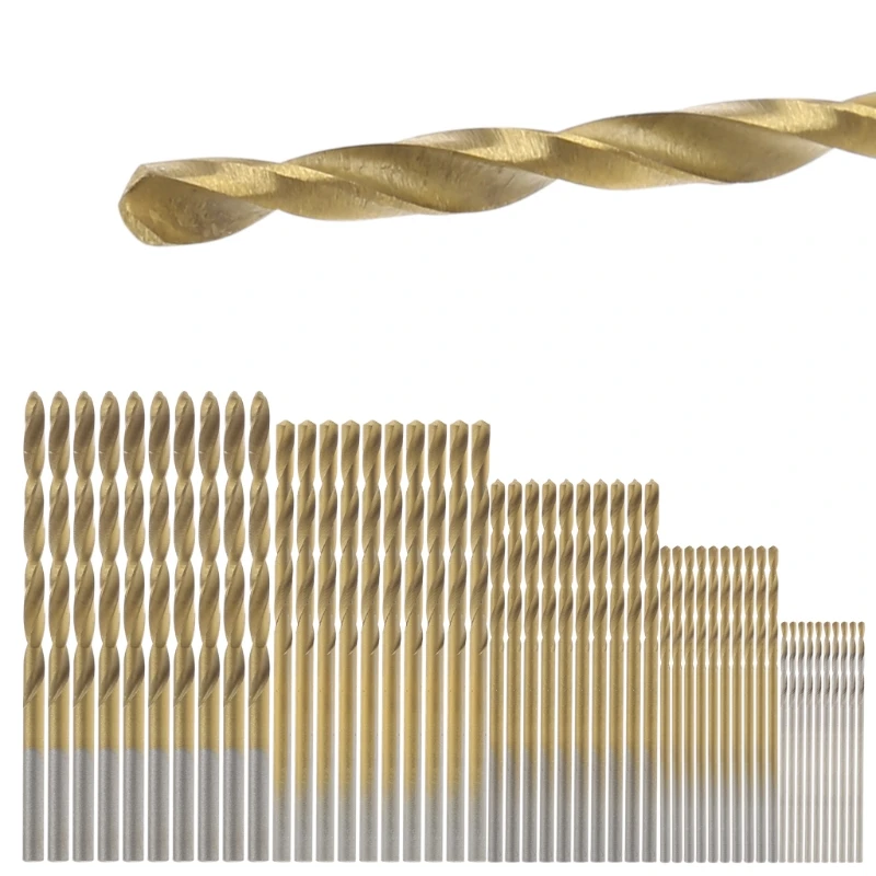 

50Pcs High Speed Steel Plating Titanium Coated Metal Drill And Drive Bit Tool Set 1/1.5/2/2.5/3mm H02