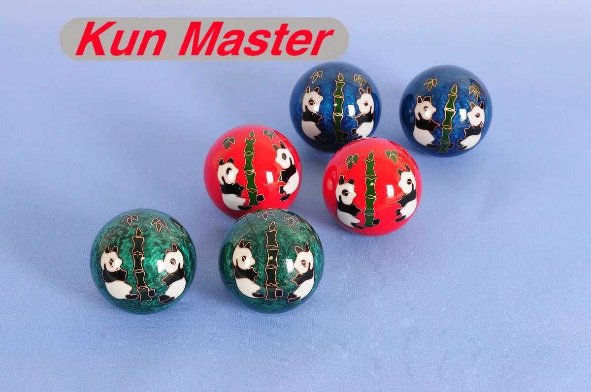 Panda Pattern Chinese Cloisonne Exercise Stress Ball Wrist Baoding Health Therapy Hand Massage Ball|balls health|ball ballball stress |