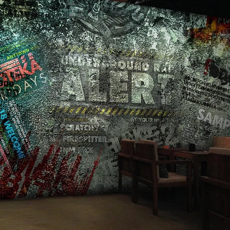 

3D photo wallpaper custom 3D cement brick wall graffiti style wallpaper mural hotpot gym Cafe lounge wallpaper