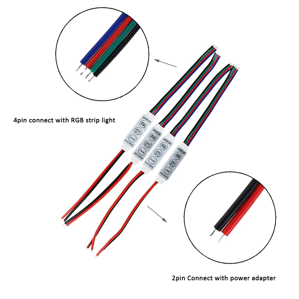 10 шт. RGB контроллер DC12V Мини светодиодный полосы Диммер для 5050 3528 светильник