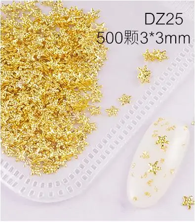 DZ-25 500pcs 200/500 шт смешанные, круглая, квадратная, с заклепками в виде звезд, на шпильки из металлического сплава, дизайн ногтей искусство украшения с заклепками 3D Сделай Сам ногти наклейки украшения Декор - Цвет: DZ-25 500pcs