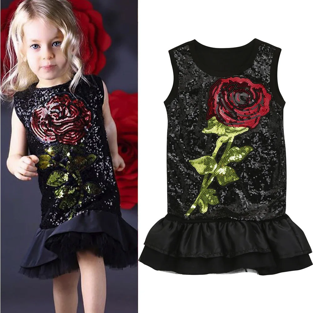 2018 New Summer Style Beautiful Baby Girls Infant Kids Dress Girl Sundress Sequins Flower Clothes Princess dropshipping | Детская одежда