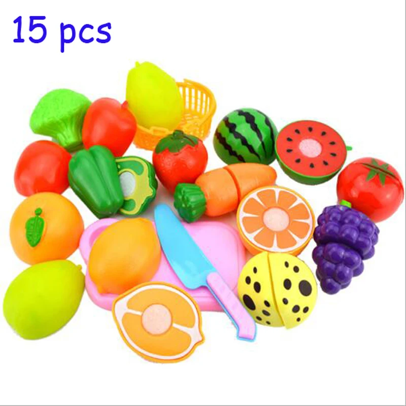 KAWO Plastic Play Toy Fruit and Vegetables Cutting Kids Pretend Educational Toys Cooking Kitchen for Girls Boys | Игрушки и хобби
