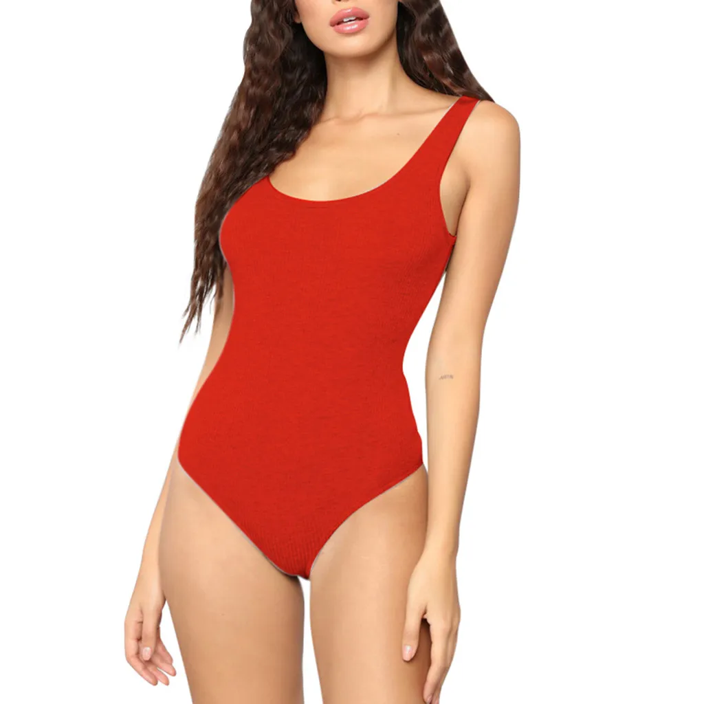 Модный женский сексуальный однотонный топ без рукавов комбинезон топы с