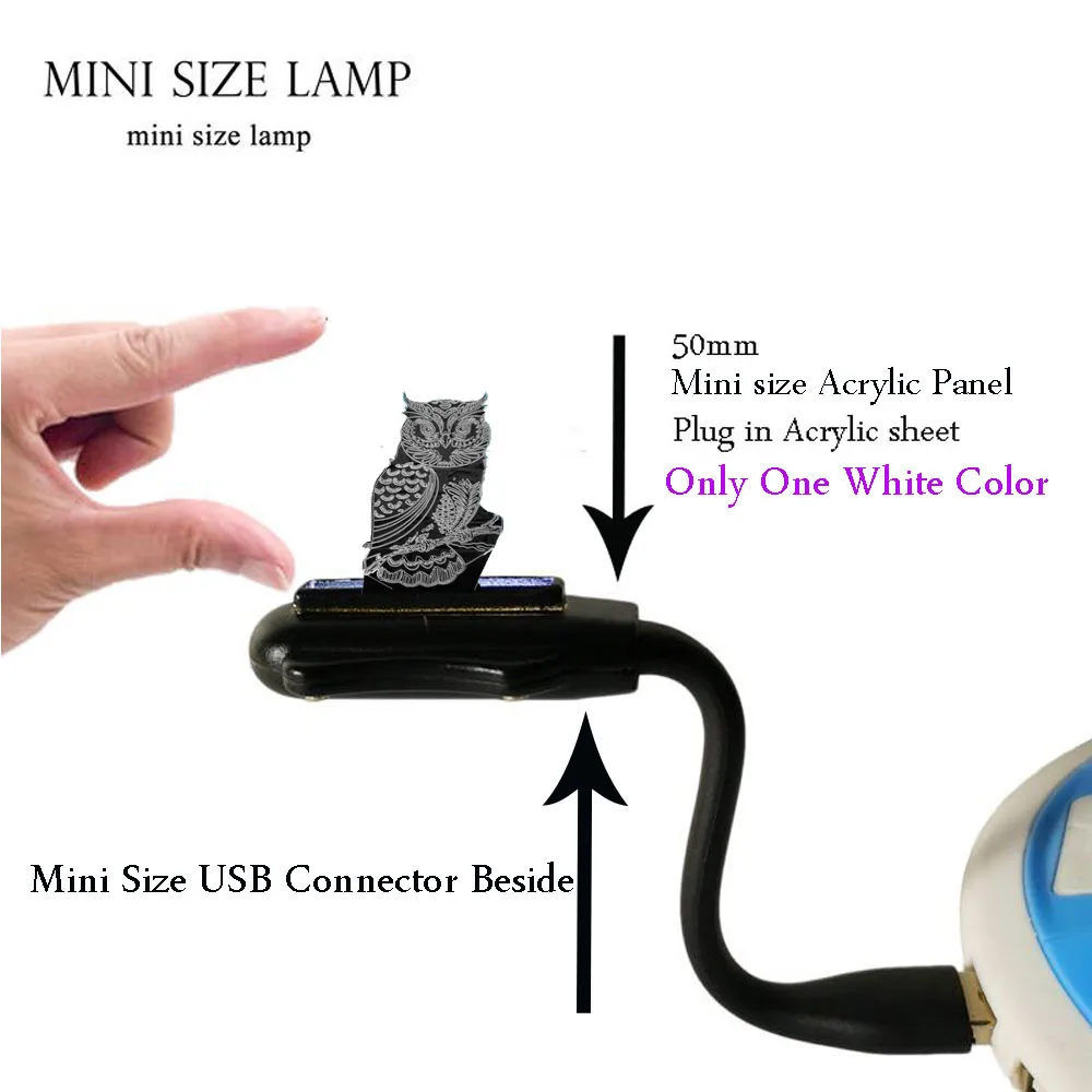 Mini USB Lamp Kawaii 3D ночной Светильник с изображением совы, 7 цветов, светодиодный Настольный светильник, художественный домашний декор для детской спальни, декор для сна, подарки для праздников и вечеринок - Испускаемый цвет: Mini USB Lamp