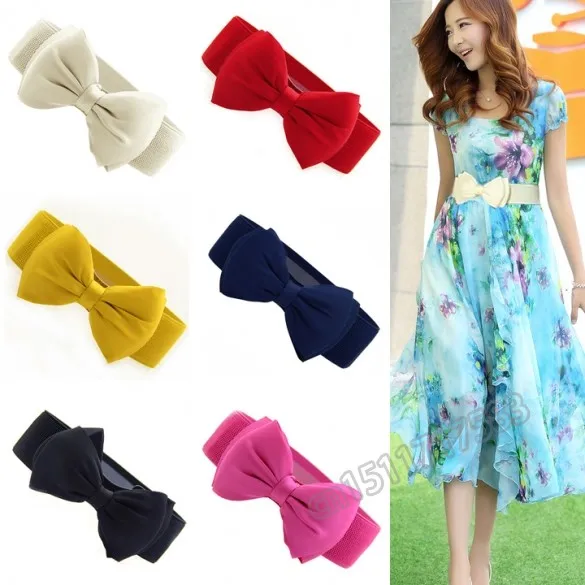 Sweet Women Bowknot Bow Wide Stretch Buckle Waist Belt elastic waistband SV001892 | Аксессуары для одежды