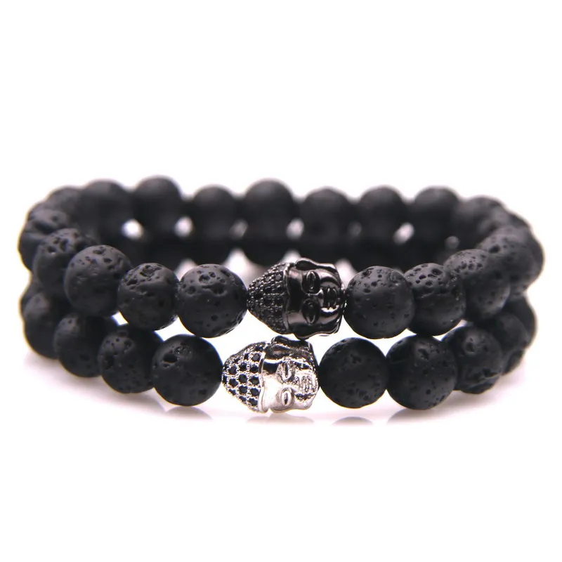 Бусины из черного циркона с микрозакрепкой бусины Будды улыбающимся лицом для