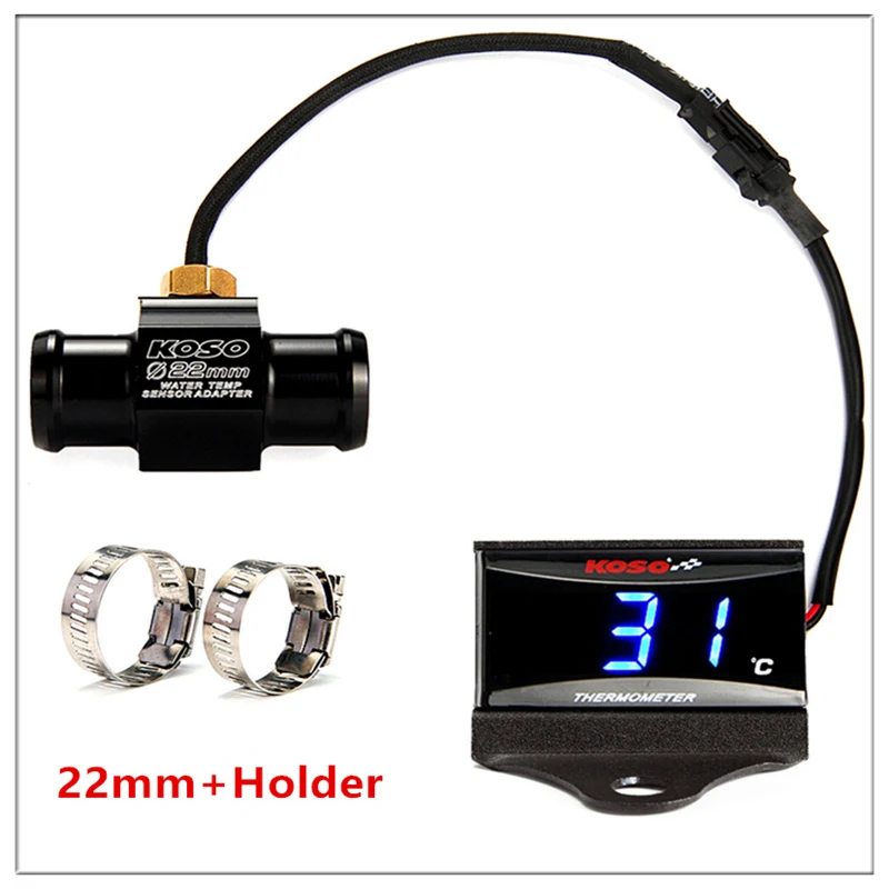 Blue-22mm-Holder Скутер и гоночный мотоцикл KOSO температура воды для XMAX250 300 NMAX CB400 CB500X датчик температуры воды адаптер со стентами - Цвет: Blue-22mm-Holder