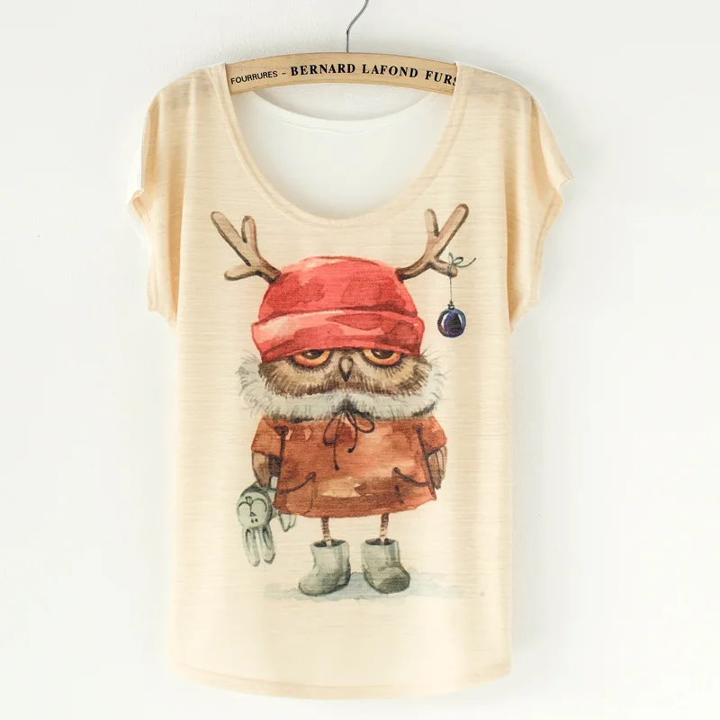 Женская футболка с рукавом летучая мышь свободная в Корейском стиле животным