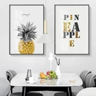 Скандинавский черный белый желтый ананас, холст картина, печатный плакат Цитата уникальный декор настенные картины для гостиной спальни