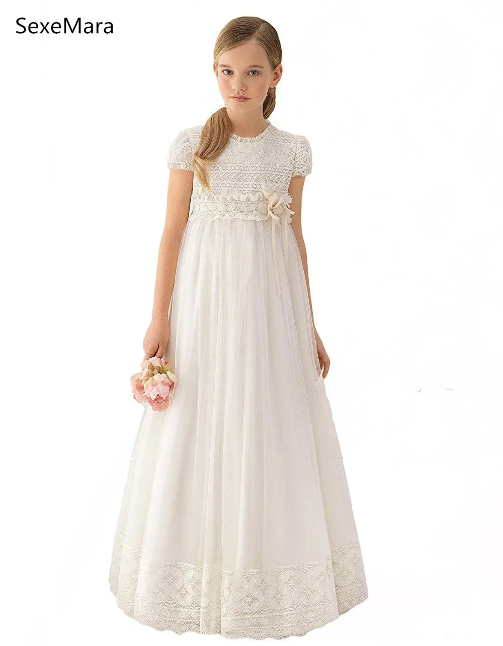 High Quality Ivory Lace Girls First Communion Dress Chiffon Dresses Kids Birthday Gown Custom Made Size2-16Y | Детская одежда и