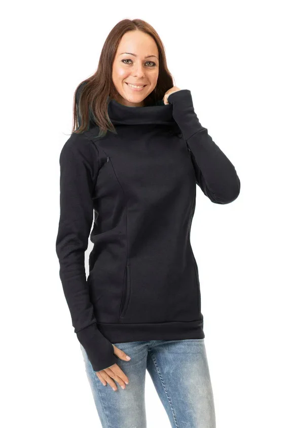 

Maternity Nursing Hoodie Pregnant clothes Winter velvet keep warm women tops just show half-finger long sleeves high collar