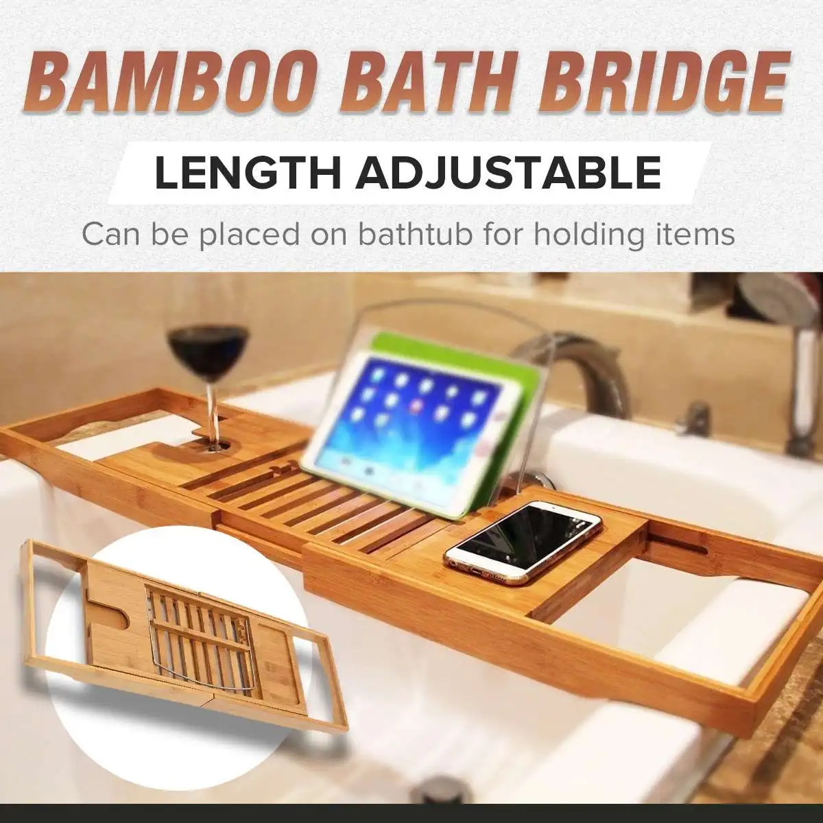 Выдвижная полка для ванной комнаты лоток для ванной Душ Caddy Bamboo Ванна стеллаж полотенце винный держатель для книги хранения организации аксессуары