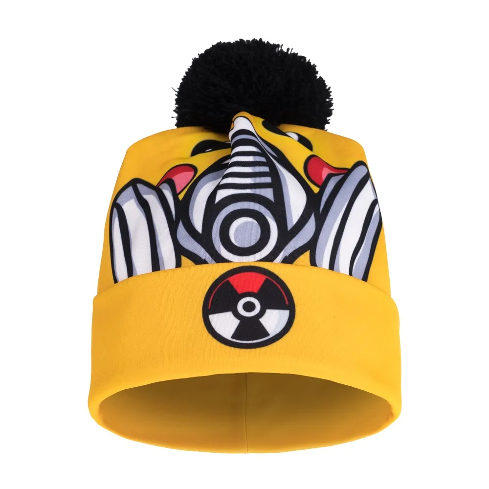 2016 Мода Осень/Зима Теплая Beanies Шляпы Тыкать Маска 3D Печать Мягкий Мужской Вязаная