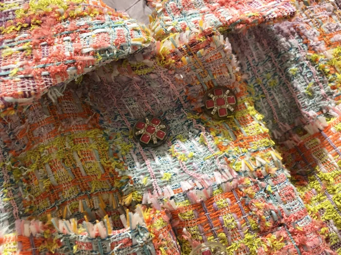Высококачественная Ретро твидовая куртка с длинным рукавом, цветное клетчатое твидовое переплетение, свободное короткое пальто, женская куртка, Женское пальто, пальто с шелковой подкладкой