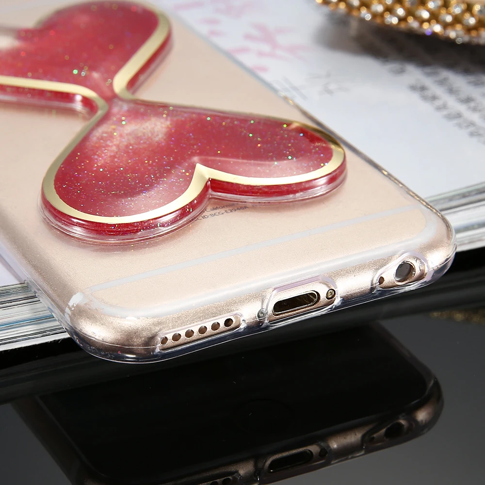 Kisscase девчушки Quicksand чехол для iPhone 6 S 7 Красочные четко TPU плюс блеск Телефонные