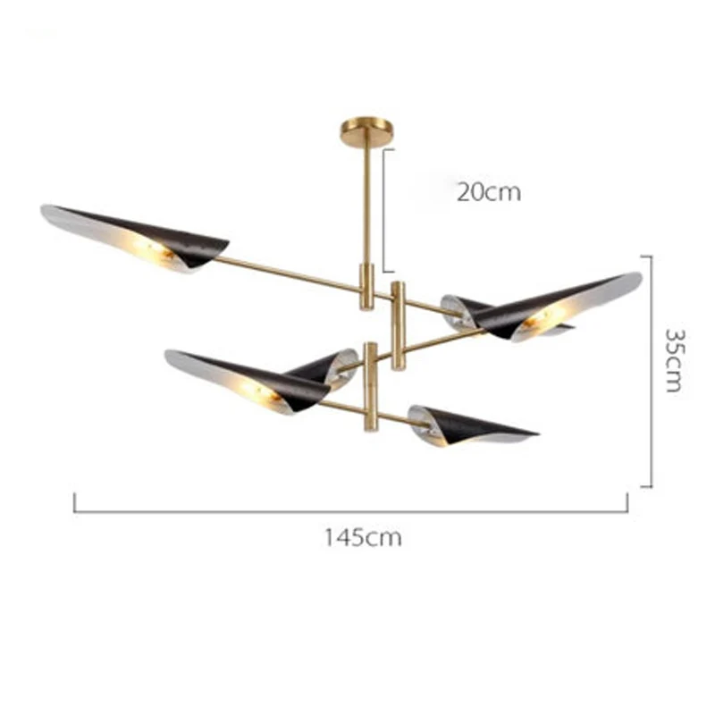 6 Lights Black shade Скандинавские люстры для ресторана, гостиной, постмодерн, индивидуальная металлическая подвесная люстра, креативный дизайн - Цвет абажура: 6 Lights Black shade