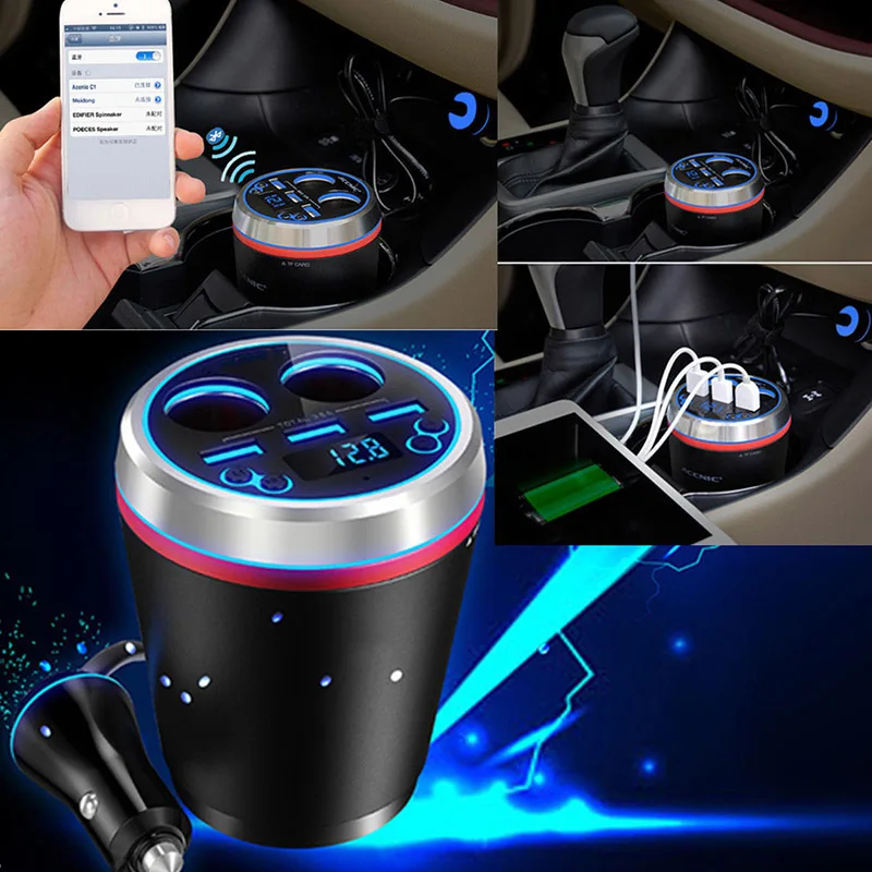 Автомобильное зарядное устройство Handsfree FM передатчик MP3 чашка Bluetooth